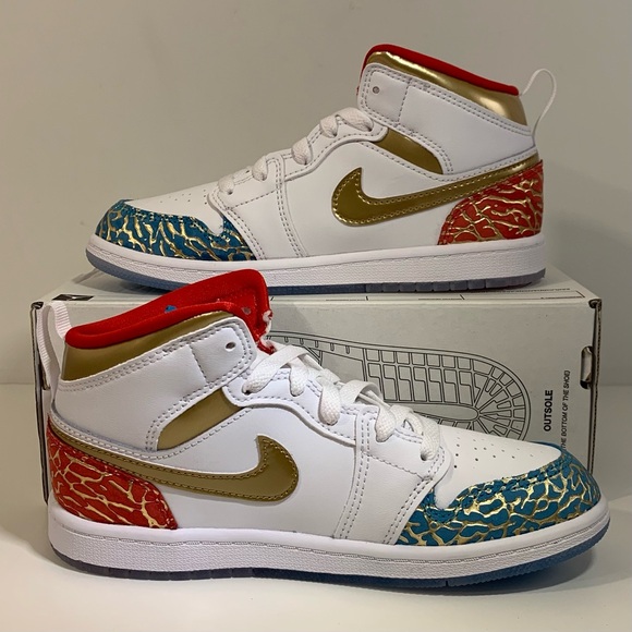 ❤ [NEW] AIR JORDAN 1 MID SNEAKER SCHOOL NC TO CHI PRESCHOOL SIZE 2Y SNEAKERS 💙 - Picture 4 of 12